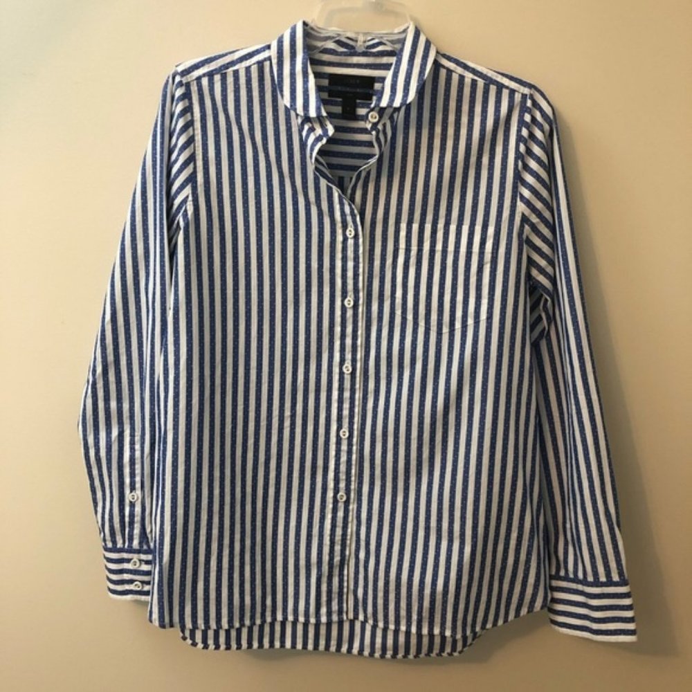 J. Crew Blue & White Striped Button Down Shirt